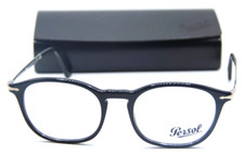 NEW PERSOL P 3179-V 95 ROUND BLACK W/SILVER TEMPLES EYEGLASSES AUTHENTIC 51-19