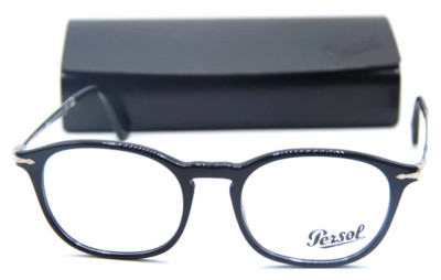 NEW PERSOL P 3179-V 95 ROUND BLACK W/SILVER TEMPLES EYEGLASSES AUTHENTIC 51-19