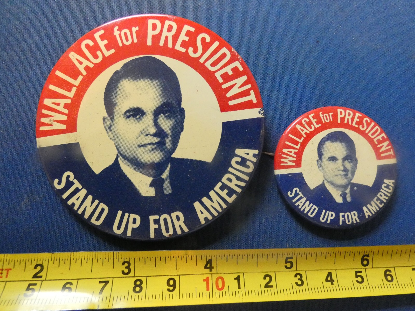 (3) 1968 WALLACE FOR PRESIDENT Original BUTTONS Stand Up For