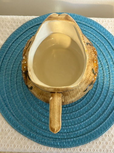 Brocca per funghi con labbro ghiaccio Arnels vintage 1977 retrò ceramica beige marrone - Foto 5 di 11