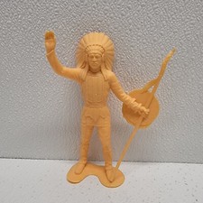 Vintage 1964 LOUIS MARX  CO. Indian Chief Figure Spear Shield Plastic 6"