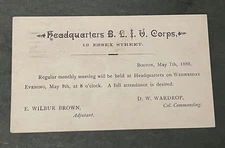 1888 BOSTON MA BLIV MILITARY CORPS POSTAL CARD MACHINE CXL ! BOST LIGHT INF VOLS