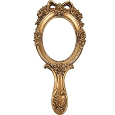 Vintage Handheld Mirror, Vanity Makeup Mirror with Handle, Vintage Gold
