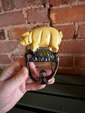 Cast Iron Pig Wall Hanger Hook 4.5” Decor Cottagecore Kitchen Cabin Vintage Farm