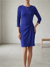 Forever 21 Contemporary Dark Purple Twist Front Sheath Dress Sz S 3/4 Sleeve