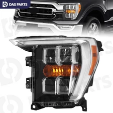 Headlight For 2021-2023 Ford F150 Quad LED Reflector W/Chrome Bezel Driver Side