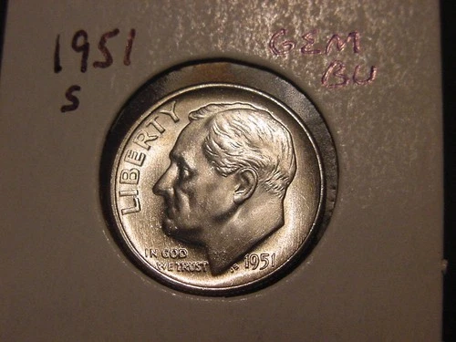 1951-S ROOSEVELT DIME GEM BU NICE ORIGINAL BETTER DATE COIN FREE SHIPPING