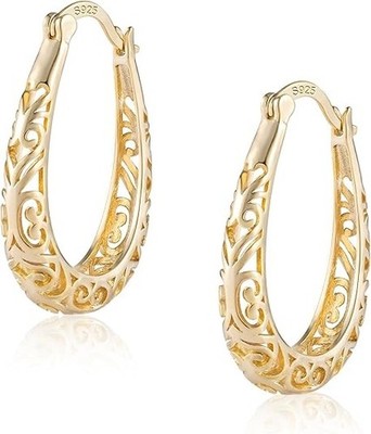 Aretes Argollas En Oro 14K Pendientes Joyería Fina De Moda Regalos Para Mujer US