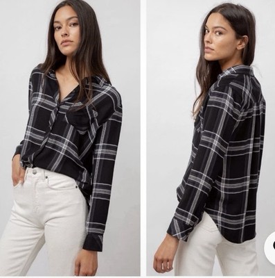 Nordstrom Rails Hunter Women s Black & White  Plaid Button-Down Shirt Large. UEC
