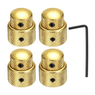 4Pcs Dual Concentric Stacked Control Knobs with Wrench for Guitar, Bass, Gold
