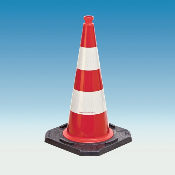 Leitkegel TL Höhe 750 mm BAST geprüft, 2 Streifen 45 x 45 cm
