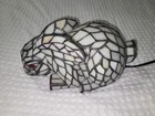 Vintage White Rabbit Tiffany Style Stained Glass Accent Table Lamp