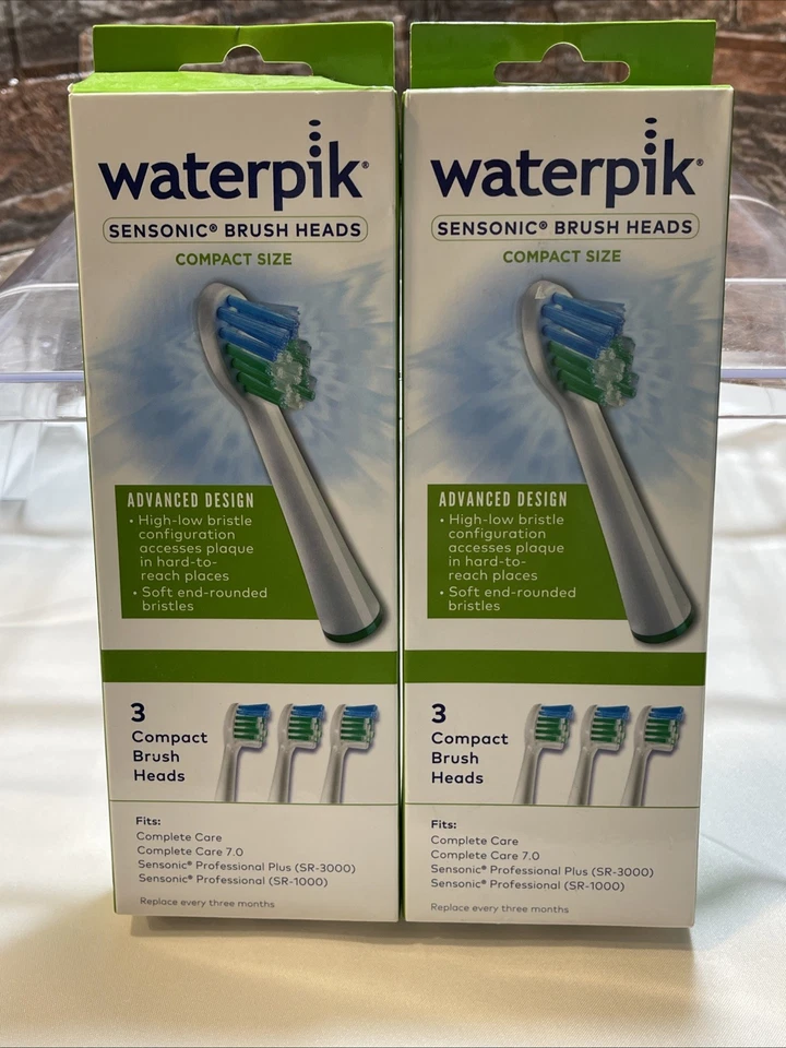 2 Boxes Genuine Waterpik Standard Size Sensonic 3 Compact Brush Heads SRSB-3W - Image 2 of 4