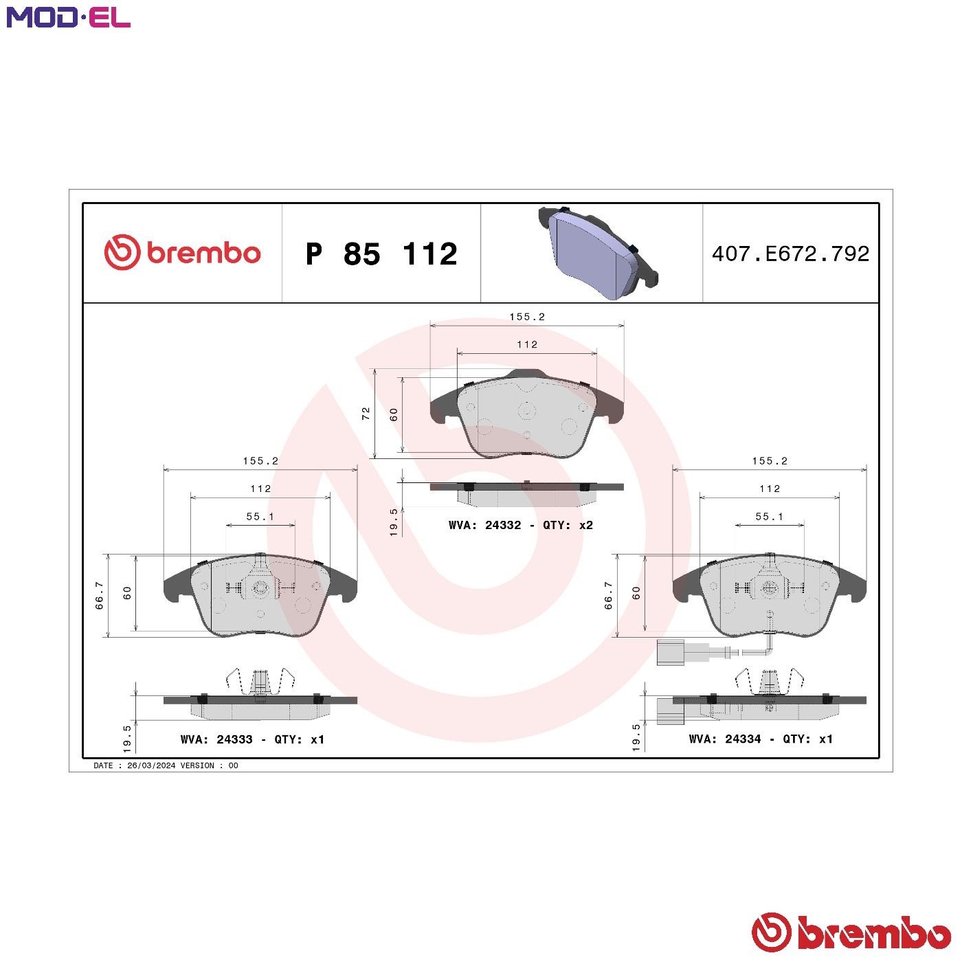 2x ✅Fits BREMBO P 85 112 Brake Pad Set, disc brake P 85 112 Brake pa ⭐UK Seller⭐ - Image 38