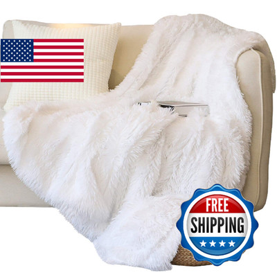 Tuddrom Faux Fur Throw Blanket 50x60 Reversible Soft Fluffy Decorative