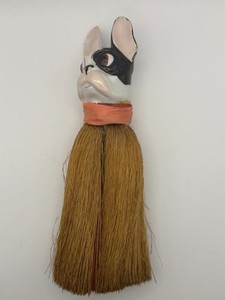 Vintage Boston Terrier Ceramic Dog Novelty Whisk Broom Figurine