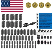 60 Pieces Clip-on Ferrite Ring Core RFI EMI Noise Suppressor Cable Clip for 3...