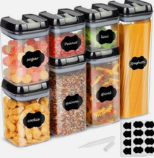 7 Food / Supplies Storage Containers Set Airtight with Labels & Pen BRAND NEW