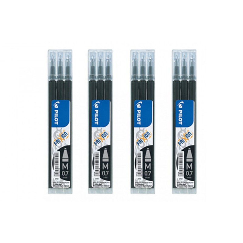 Recharge FriXion Pilot noir 0.7mm lot de 12 cartouches pour stylo roller