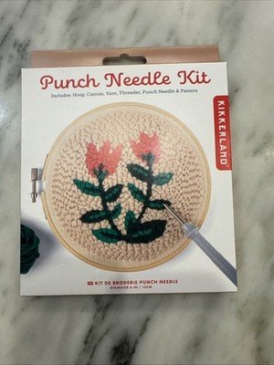 NEW Kikkerland Plant Punch Needle Embroidery Kit Thread Craft Kit 6 in