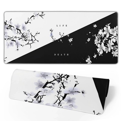 Japanese Life Death Keyboard Mat, Black White Japanese Anime Gaming Mouse Pad...