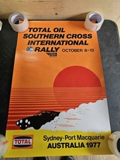 Poster Vintage Australia 1977 Total Oil Croce del Sud Rally Internazionale 29x19