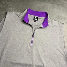 Footjoy Vest Men Large 1/4 Zip Golf Pullover Performance Stretch Gray Purple FJ