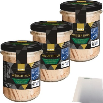 EDEKA Genussmomente Weisser Thun in Olivenöl 3er Pack 3x190g Glas usy Block