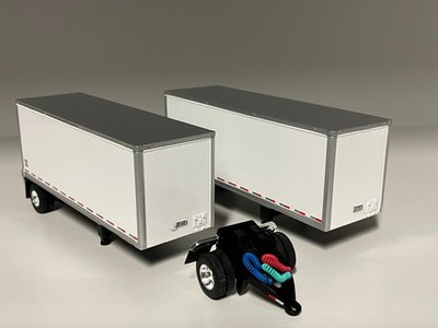 2-1/64 DCP WHITE 28' WABASH VAN PUP TRAILERS W/ DOLLY