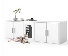 Hidden Cat Litter Box Cabinet, Privacy Enclosure  Cat House  TV Stand/Side Tab