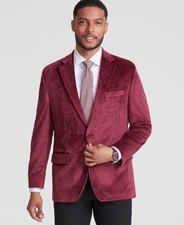 Michael Kors Mens Classic fit Velvet Sport Coat Blazer 40 R Red Solid