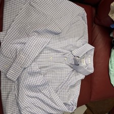 Paul Frederick Dress Shirt Check Non Iron Cotton Broadcloth Men  s 18 X 35 Slim