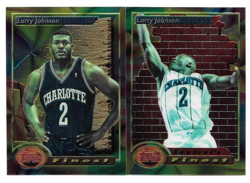 LARRY JOHNSON 2 CARD LOT 1993-94 TOPPS FINEST 109 & 162 CHARLOTTE HORNETS
