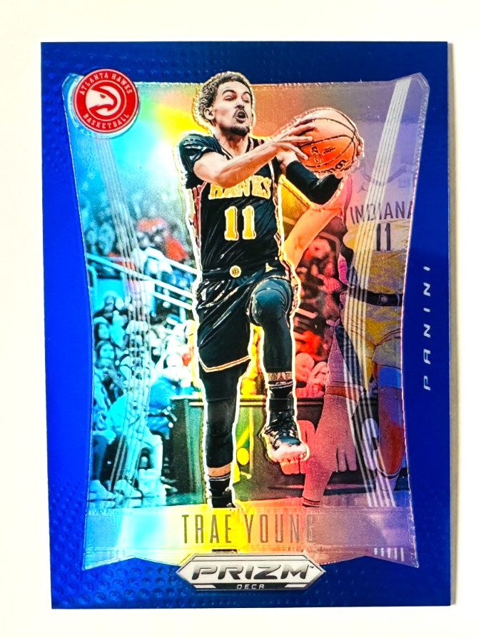 2023-24 Panini Prizm Deca Trae Young BLUE Prizm Card SP #/149 Hawks Star!
