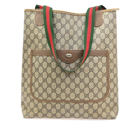 GUCCI Logo GG Pattern Sherry Line Shoulder Tote Bag PVC Leather BN Italy 04MA683