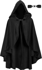 Medieval Cloak with Hood Halloween Renaissance Hooded Short Cape for Men and Wom