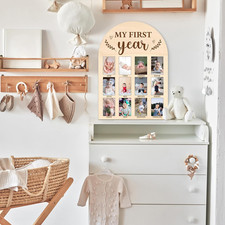 My First Year Milestone Photo Board Baby Milestone Signs 12 Months Wooden Gender