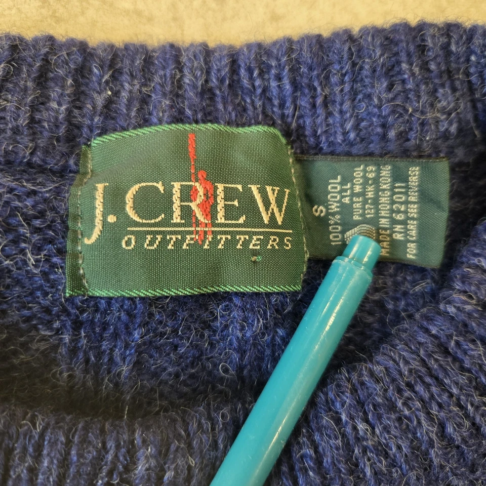 Винтажный свитер J Crew синий размер S 100% шерсть гребец уютный опрятный повседневный - Изображение 4 из 4