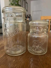 Antique Ball Eclipse Wide Mouth & Ball Ideal Glass Jars Lids Vintage Canning EUC