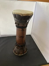 African-American Wooden Tribal Drum Handcrafted Turtle Design 13.5”