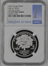 2025 W Platinum Right Petition $100 NGC PF70UC PR70 Eagle First Day Issue Fdi