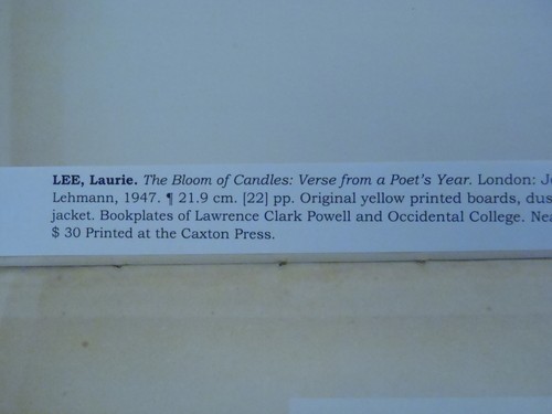 THE BLOOM OF CANDLES; VERSE FROM A POET'S YEAR by Laurie Lee 1947 Caxton Press - Picture 14 of 14