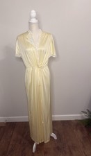 Vintage Vandemere Yellow Floral Lace Peignoir Adjustable Cinch Waist Sz M