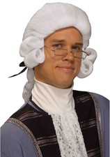 Men s Colonial White Wig George Washington Historical Costume One Size NEW