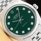 ROLEX OYSTER PERPETUAL AIR-KING 5500 STEEL GREEN DIAMOND DIAL 34MM WATCH