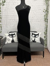 VTG 90s BASIC U.S.A black velour and mesh maxi dress bodycon fit size s