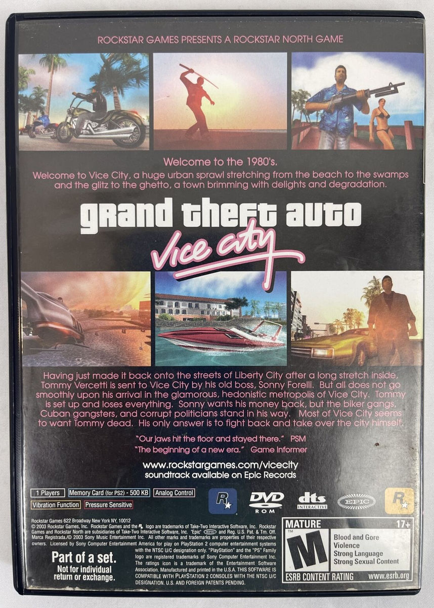 Grand Theft Auto: Vice City (Sony PlayStation 2 2002) PS2, CIB