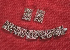 Vintage Emmons Frosted Lace Filigree  Silver tone Bracelet & Matching Earrings