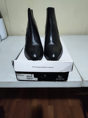 WOMEN'S ALFANI AAVIA STEP N FLEX BLACK LEATHER FASHION ANKLE BOOTS SZ 6 M