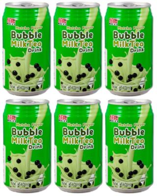 6er Pack- RICO Bubble Milk Tea Getränk Matcha Flavor (6x340ml) mit Tapiokaperlen